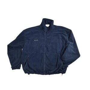 Vintage Columbia Fleece Jacket Mens XL Navy Full Zip Mock Neck Outdoors 90s